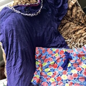 Layla Navy Floral Trim Top